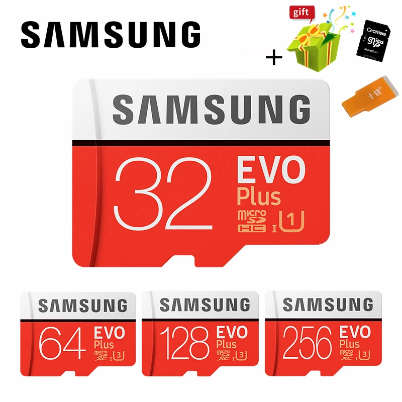 SAMSUNG Microsd карта 256 г 128 ГБ 64 ГБ 32 ГБ 16 ГБ 8 ГБ 100 МБ/с. Class10 U3 U1 SDXC Класс EVO + карта памяти Micro SD карты TF флэш-карты