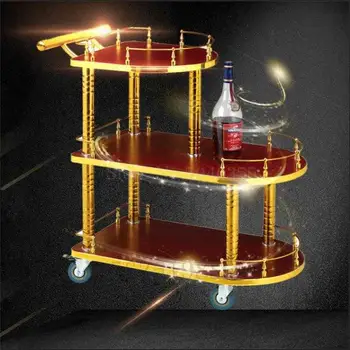 

Steel-wood three-tier service car restaurant dining car Delivery dessert car hotel cart wine trolley