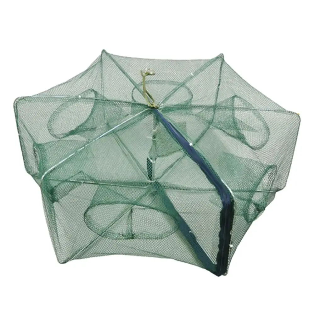 

6 Holes Folded Portable Hexagon Fishing Net Network Casting Crayfish Catcher Fish Trap Shrimp Catcher Tank Cages Mesh Nets China