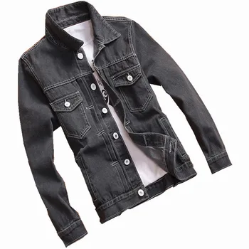 

Solid VogueSlim Spring Autumn Mens Denim Jacket Bomber Jacket Men High Quality Cowboy Men Jean Jacket