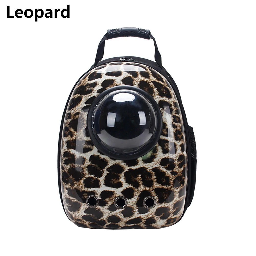 Космическая капсула для собак, кошек, рюкзак для путешествий, переноска для кошек, двойная сумка на плечо, сумка для домашних животных, рюкзак для кошек, сумка для маленьких питомцев - Цвет: Leopard