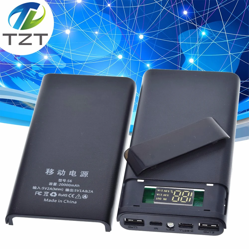 Портативный 5V 6x18650 Мощность банк Батарея Коробка Чехол Сделай Сам Тип-C Micro USB устройство чтения карт, ВЫСОКАЯ ЧЁТКОСТЬ, быстро заряжающийся мобильный телефон, Зарядное устройство Box Дело