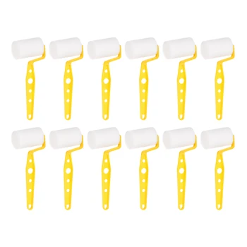 

uxcell 12xSponge Paint Roller Brush 2" for Wall Painting Treatment with Plastic Handle to paint trim door edging plaster