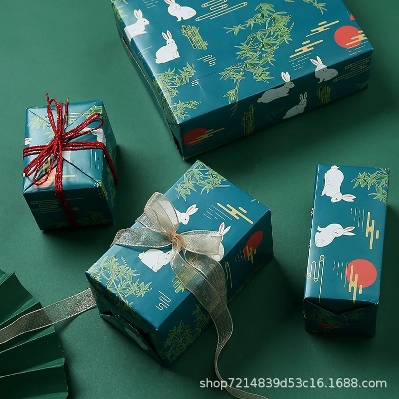 Zmol дизайн луна кролик иллюстрация бумага для упаковки подарка Подарочная, топовая подарочная коробка в китайском стиле ручка