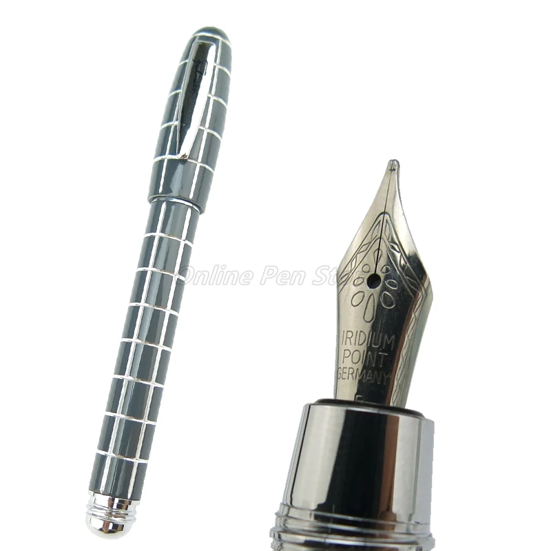 Fuliwen 2062 Gray Metal Tiny Squares Short Pocket Portable Fine Nib Fountain Pen Professional Stationery Writing Tool Gift