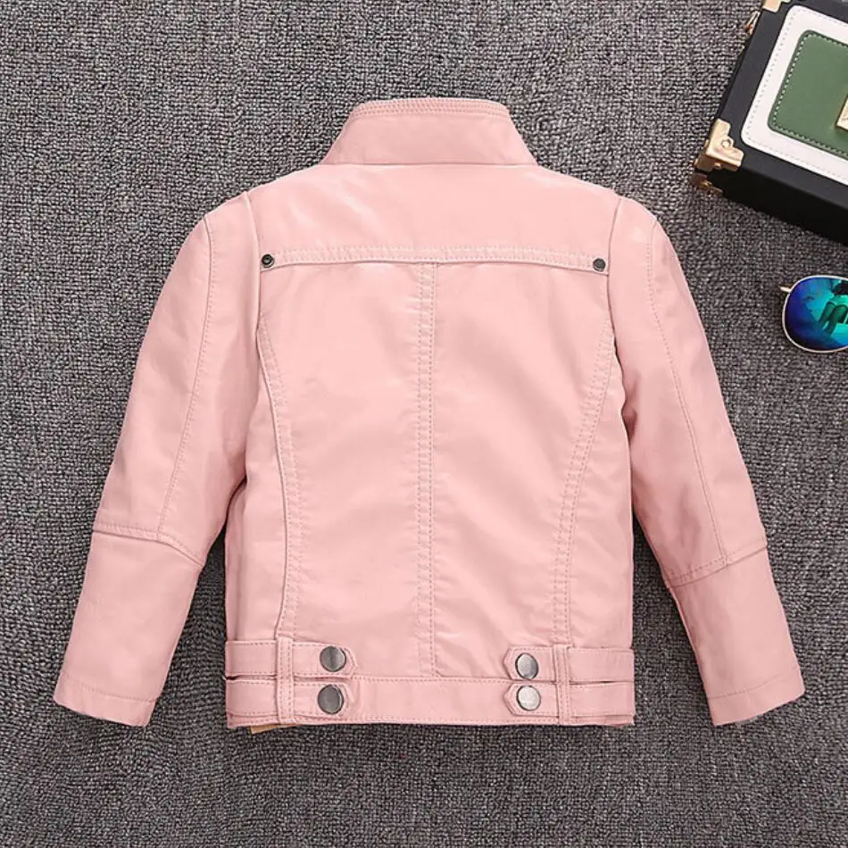Children's Outerwear New Girl PU Leather Jacket Autumn Winter Teenager Boys Fashion Leather Jacket Coat Collar Overwear