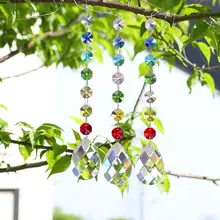 H& D, 2 шт., Хрустальный Ловец Солнца, чакра, цветные бусины, висячий орнамент на окно, Радужный производитель, Ловец Солнца, для домашнего сада, офиса, Декор