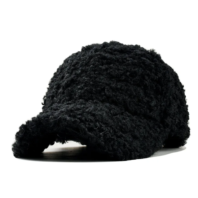 Black Baseball cap DRESSUUP плюшевая Вельветовая бейсболка для мужчин и женщин, модная осенне-зимняя теплая Кепка, модная уличная шапка с утиным язычком, теплая шапка - Цвет: Black Baseball cap