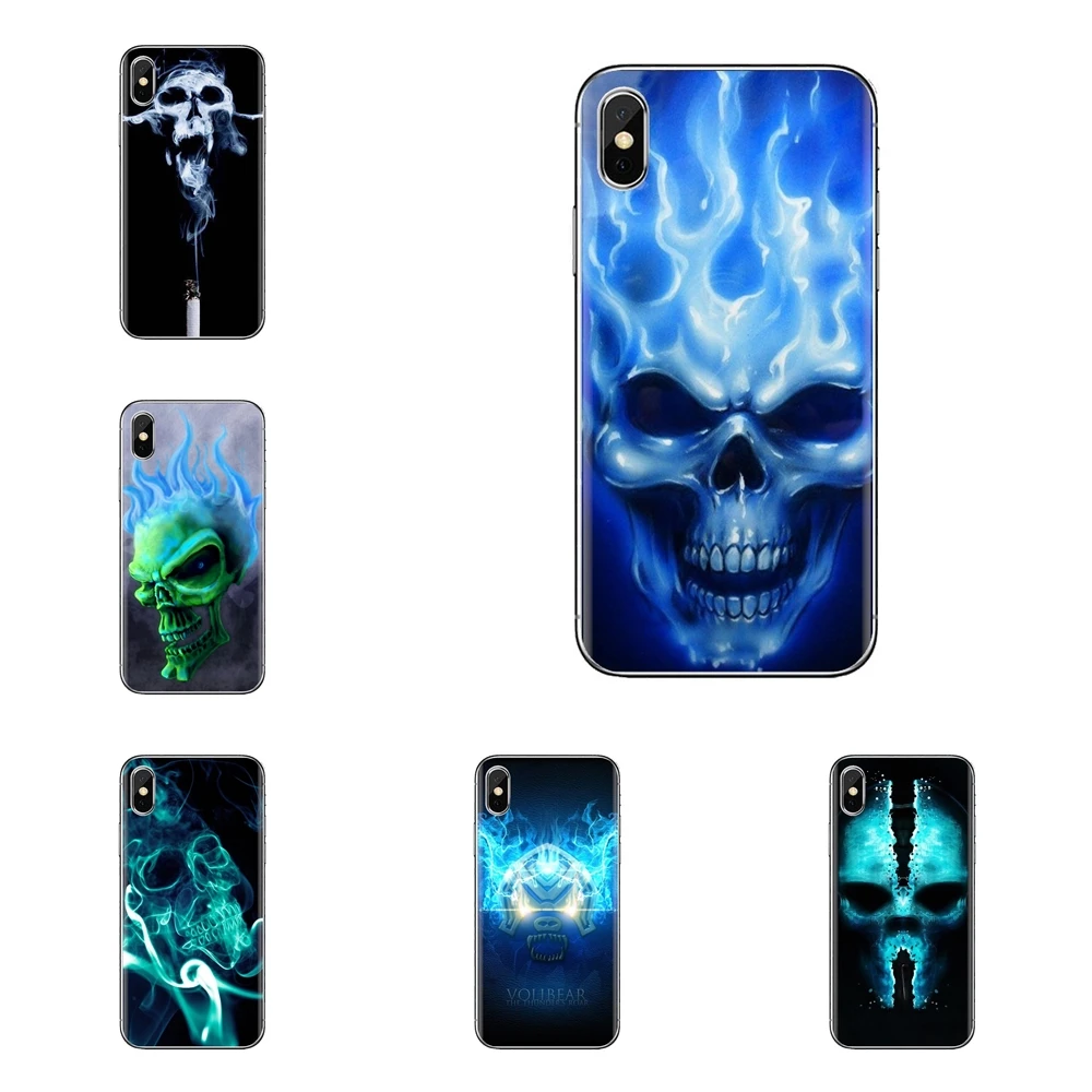 Синий череп Фоны силиконовый чехол для телефона iPhone XS Max XR X 4 4S 5 5S 5C SE 6 6S 7 8 плюс samsung