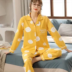Free Shipping Autumn Pajamas For Girls Printed Woman Clothes Trousers Pijama Takımı Long Sleeves Two Piece Sets Womens Outifits