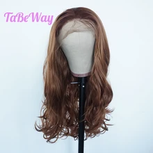 TaBeWay коричневые синтетические парики на кружеве волнистые длинные волосы стойкие бесклеевые с натуральной линией волос для женщин