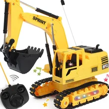Беспроводной зарядный экскаватор на дистанционном управлении симулятор грузовик инженерный автомобиль мальчик электрическая игрушка пульт дистанционного управления автомобиль с светильник музыка