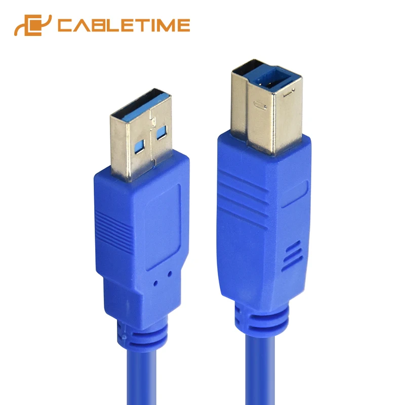 

CABLETIME USB 3.0 Printer Cable USB A Male to B Male USB Fast Cable for Canon Epson HP ZJiang Label Printer USB A Printer C235