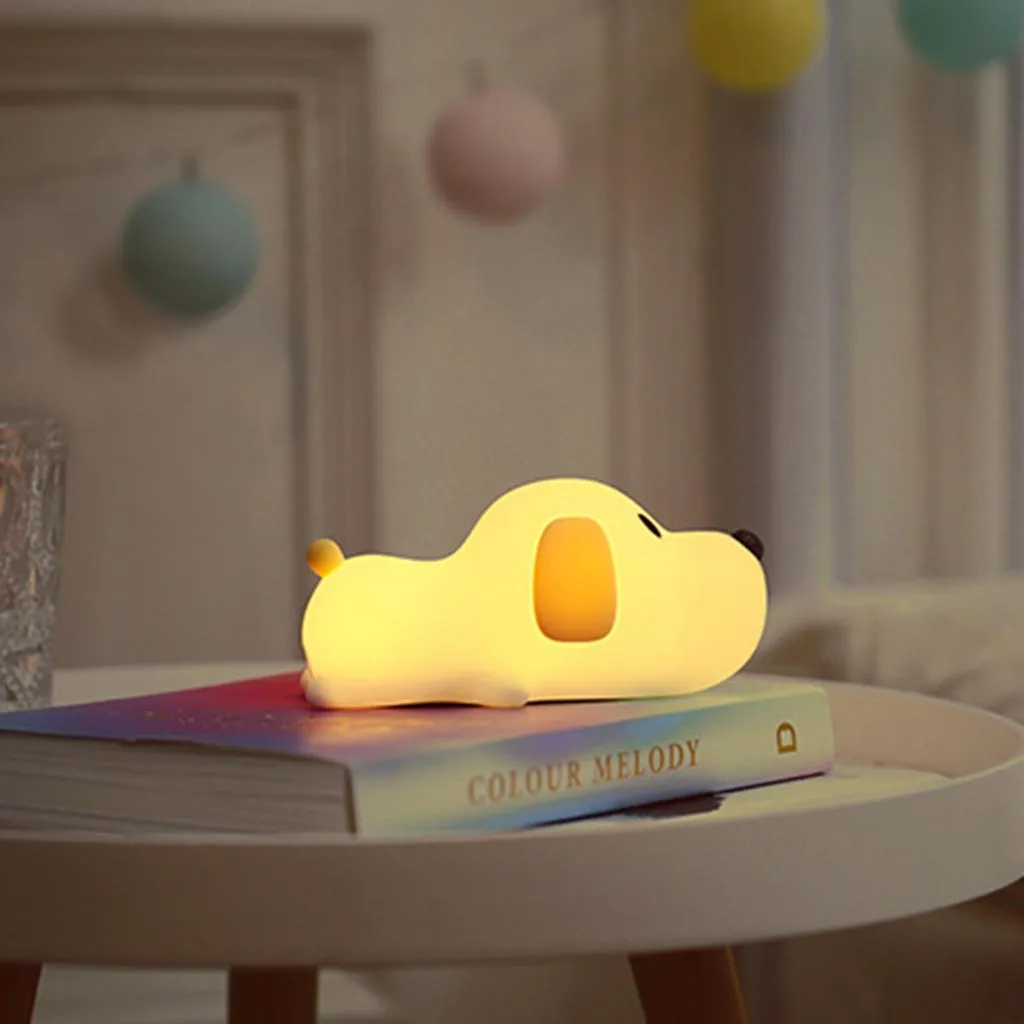 Ночной Светильник СВЕТОДИОДНЫЙ щенок силиконовая детская Сенсорная лампа перезаряжаемая USB Сенсорное управление перезаряжаемый светодиодный светильник лучшие подарки для детей