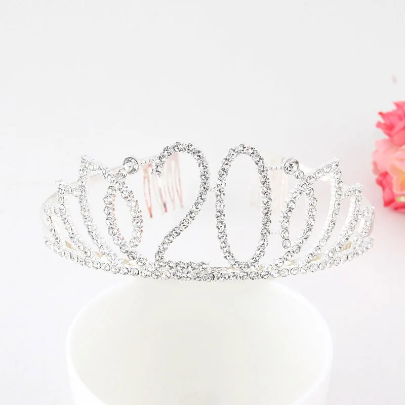 Сладкий 20 наконец 21 принцесса день рождения тиара кристалл Корона повязка на голову для женщин Девушка счастливый 20 21 день рождения принадлежности
