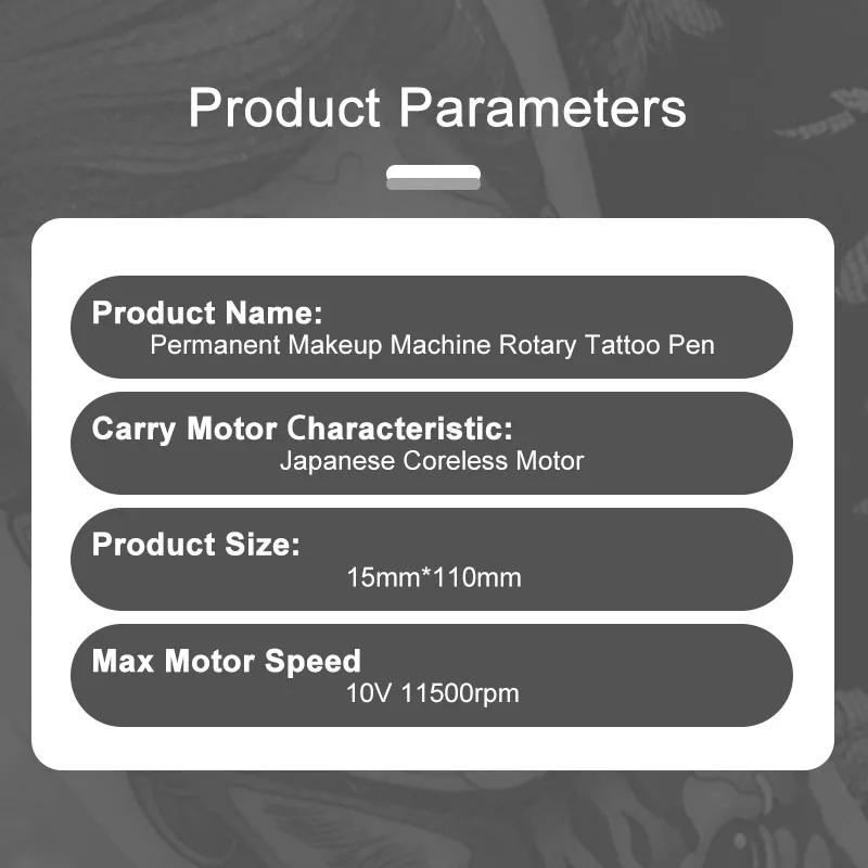 Rotary Tattoo Machine Aluminum Alloy Japan Coreless Motor RCA Interface Permanent Makeup Cartridge Tattoo Pen