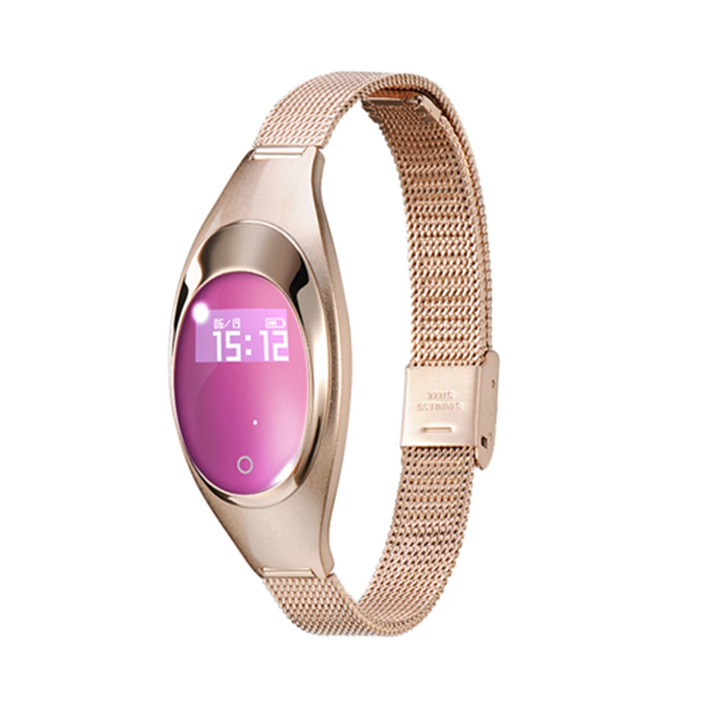 Women Fitness Bracelet Ladies Smart Band Pedometer Heart Rate Blood Pressure Sleep Monitor ip67 Waterproof Woman Smart Wristband - Цвет: Золотой