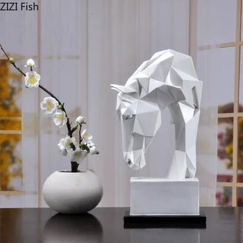 

NORDIC GEOMETRIC ORIGAMI HORSE HEAD ORNAMENTS RESIN ANIMAL STUDY DESK DECOR STATUETTE CRAFTS FURNISHINGS MODERN HOME DECORATION
