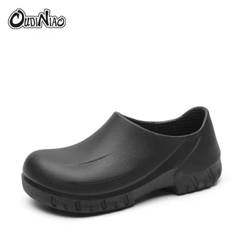 

OUDINIAO Mens Shoes Casual Spring Round Toe Slip On Shoes Men Loafers Slip On Men Shoes Luxury Black Waterproof Chef Shoes