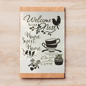 

A4 Welcome Nest Bird Cup DIY Layering Stencils Painting Scrapbook Coloring Embossing Album Decorative Template 29*21cm