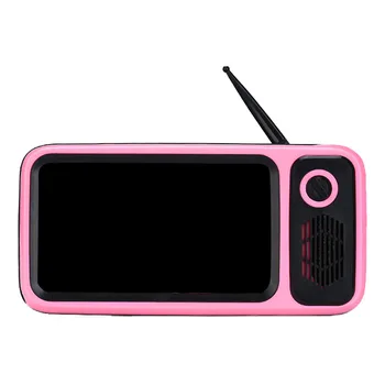 

Retro TV Mini Bluetooth Speaker Desktop Portable Holder Phone Stand Wireless FM Radio Universal Rechargeable Multifunctional