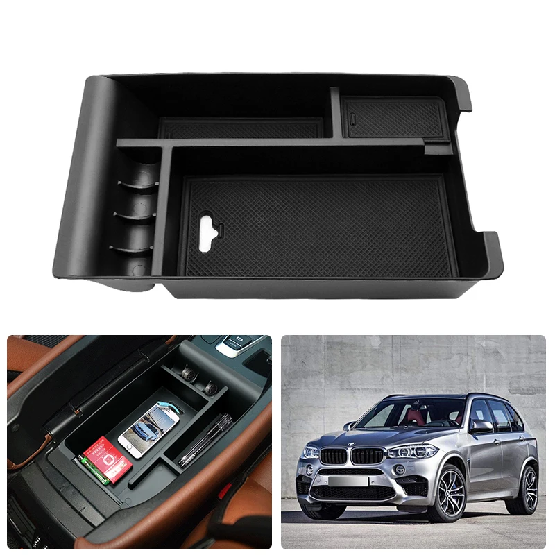 

For BMW X5 F15 2014-2017 X6 F16 2015-2017 Armrest Storage Box Central Console Organizer Tray Arm Rest Storage Box