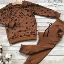 Для маленьких девочек, наряды для Дня благодарения для маленьких девочек и мальчиков, с леопардовым принтом; свитер без рукавов; пальто; комплект со штанами и топами# C