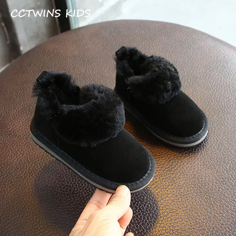 Черный CCTWINS/детская обувь; коллекция года; зимние детские модные короткие ботинки; брендовые зимние ботинки для маленьких мальчиков; обувь из натуральной кожи для девочек; SNB194 - Цвет: Черный