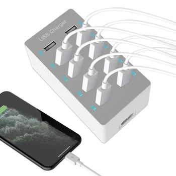 

ALLOYSEED Multi Port USB Charger 100W Desktop 10 Ports USB Charging Station for Mobile Phone Tablet