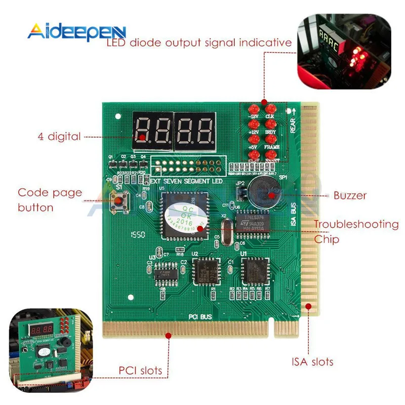 2-значный 4-разрядный планшет PCI Анализатор материнской платы Диагностический Тесты er Post Тесты карты с светодиодный цифровой Дисплей для ПК, ноутбука, настольного компьютера - Цвет: 4-Digit