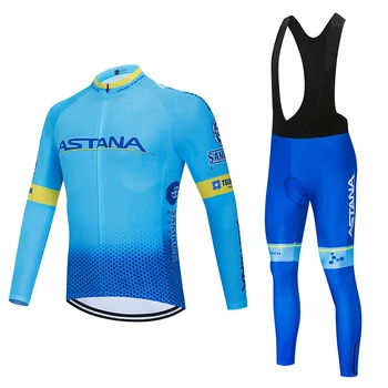 

2020ASTANA Bike Long Sleeve Team Suit Autumn Riding Suit Set Bib Riding Suit Mountain Bike Riding Suit Cycling Uniform