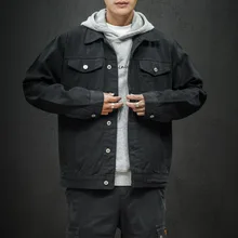 Denim Jacket Men's Fashion Letter Printed Cotton Casual Jackets Mens Streetwear Wild Loose Hip Hop Bomber Jacket Men M-5XL