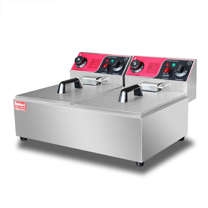 

BS-82A Double Cylinder Commercial Electric Fryer Thick Stainless Steel Multi-function Dual Control With Timer Electric Fryer
