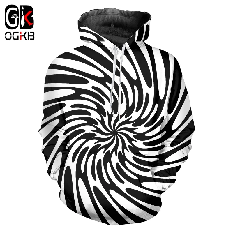 

OGKB Spring Fall Casual Hoodies Mens Zebra Print Black White Stripes 3D Sweatshirt Couple Hooded Hoody Long Sleeve Outwears Coat