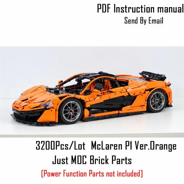 Новая технология MOC серия 20674 mlaren P1 Бегемот гоночный набор строительные блоки управление RC Автомобиль DIY Модель игрушки подарки - Цвет: Orange just Bricks