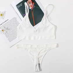 Women's Seamless Comfort Bralette and Thong Lingerie Set - M (Brazilian  white)