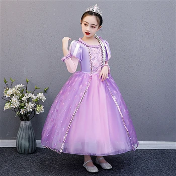 

New Princess Dress Children's Halloween Party Costume Tangled Prom Dress Fantasia Role-play Princess Dress Up For Girls