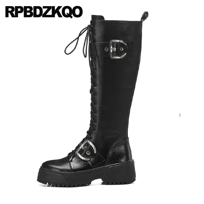 black platform biker boots