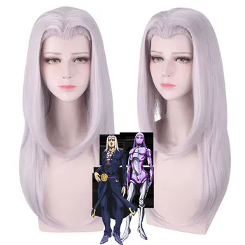 

58Cm Length Gray Cosplay Wig Anime JoJo's Bizarre Adventure Leone Abbacchio Wig Long Cosplay For Women Wig Synthetic Cosplay Wig
