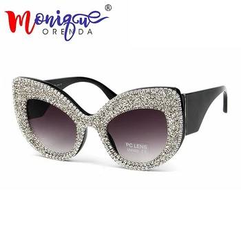 

2020 Cat Eye Sunglasses Women Brand Designer Luxury Rhinestone Black Eyeglasses Men Vintage Acetate Frame Female shades uv400