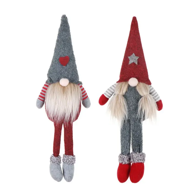

Christmas Handmade Swedish Gnome Santa Standing Plush Doll Ornaments Xmas Holiday Home Party Decor Kids Toy Gift