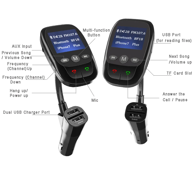 Автомобильный Fm передатчик Bluetooth беспроводной автомобильный радиоприемник AUX
