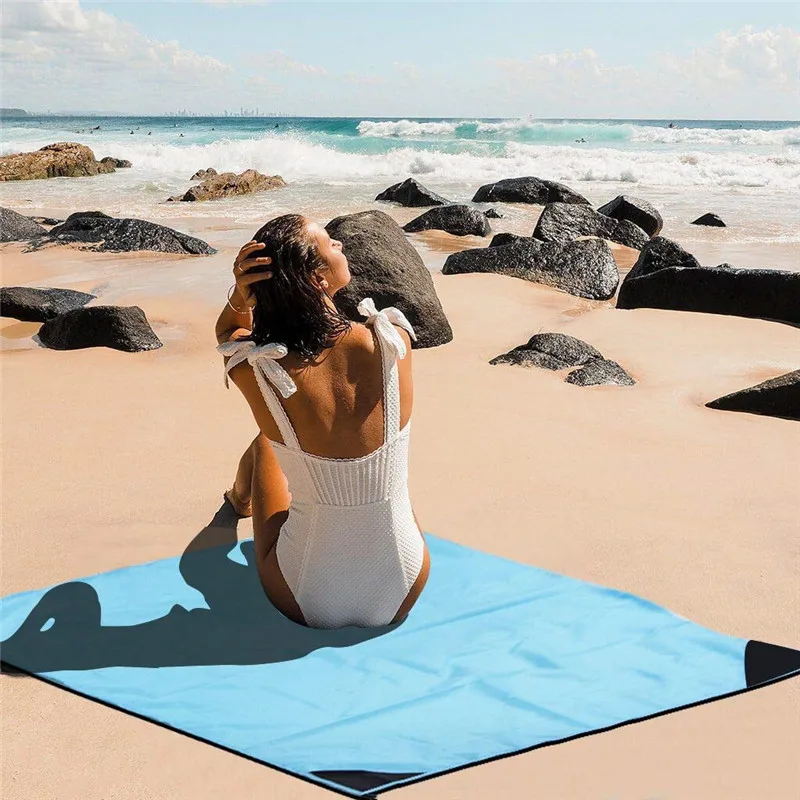 Пляжное одеяло пескозащитный и водонепроницаемый Карманный размер коврик для пикника 5" X 60"-Быстросохнущий нейлон-лучший уличный пляжный коврик