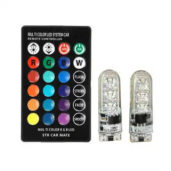 

T10 Socket LED lights Remote Wireless RGB Dusk City Car Motorcycle Lights Door License Plate LED Plate Interior Lamp 16 Colors
