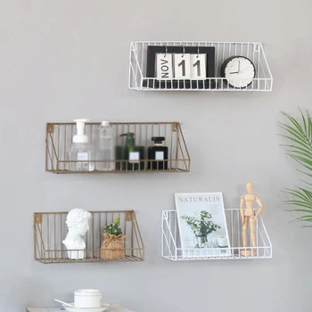 

Iron Hooks On The Wall Living Room Groceries Storage Rack Closet Organizer For Things Shelves Bathroom Accessory Shelf Organizer