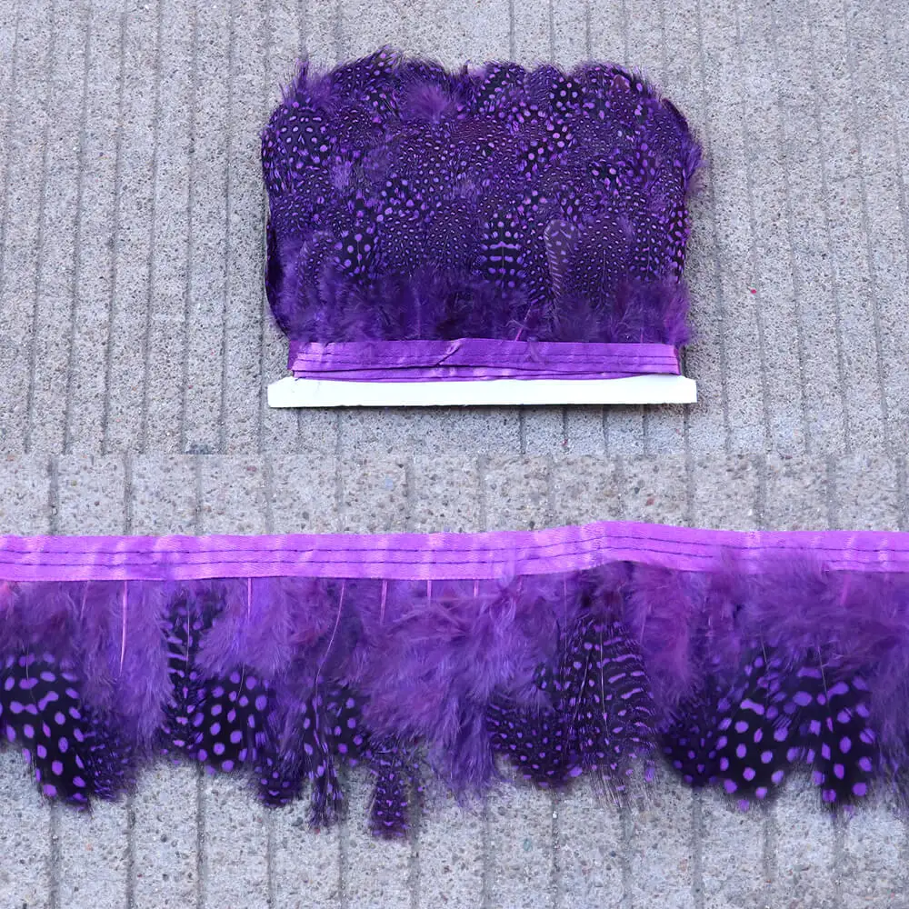 purple 1 ярд натуральное Натуральное перо цесарки фазана Высота 5-8 см DIY швейная одежда Ribbion декоративные перья - Цвет: purple