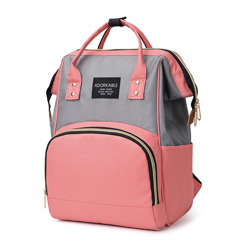 Сумка для подгузников, высокое качество, большая вместительность, сумка для подгузников, многофункциональные детские спальные мешки, сумка для кормления, для ухода за ребенком, женская модная сумка - Цвет: Pink Gray