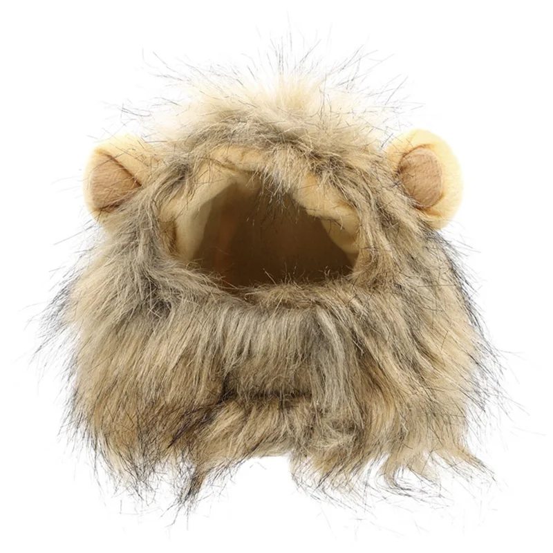 Funny Cute Pet Cat Costume Lion Mane Wig Cap Hat For Cat Dog Halloween Christmas Clothes Fancy Dress With Ears Pet Clothes