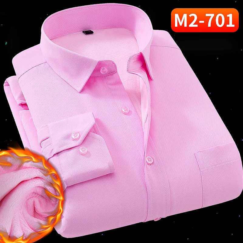 Теплые зимние мужские рубашки плюс бархатная рубашка мужские деловые рубашки корейский Тонкий сплошной цвет Большие размеры 8XL 7XL 6XL