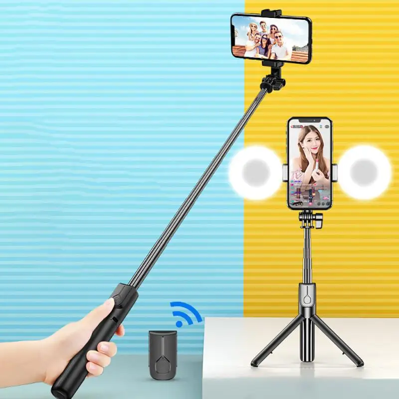 

Foldable Handheld Selfie Stick Monopod Shutter Remote Wireless Bluetooth Selfie Stick Tripod Phone LED Ring Light Fill Light